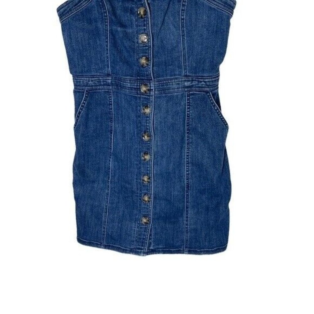 Express Button Front Seamed Denim Mini Sheath Dre… - image 6